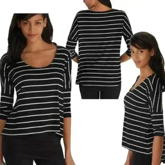 White House Black Market Tops - White House Black Market Striped Black And White Striped Tunic Size XXS. #27